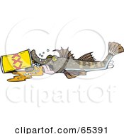 Royalty Free RF Clipart Illustration Of A Flathead Fish Drinking Beer