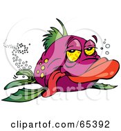 Royalty Free RF Clipart Illustration Of A Fat Purple Stoned Fish by Dennis Holmes Designs