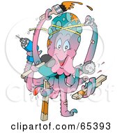 Poster, Art Print Of Handy Octopus Working On Home Improvement Projects