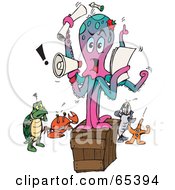 Poster, Art Print Of Bossy Octopus On A Box Shouting Out Instructions