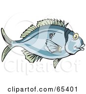 Royalty Free RF Clipart Illustration Of A Pale Blue Fish With Green Fins