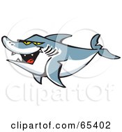 Poster, Art Print Of Swimming Shark With Mean Yellow Eyes