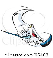 Poster, Art Print Of Swimming Manta Ray Swooping Right