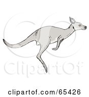 Royalty Free RF Clipart Illustration Of A Leaping Gray Kangaroo In Profile