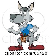 Royalty Free RF Clipart Illustration Of A Handy Kangaroo Giving The Thumbs Up by Dennis Holmes Designs