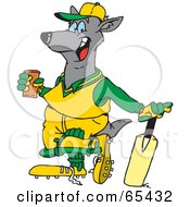 Poster, Art Print Of Kangaroo Taking A Break From A Cricket Game To Drink