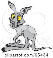Royalty Free RF Clipart Illustration Of A Shy Gray Kangaroo