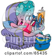 Royalty Free RF Clipart Illustration Of A Relaxed Octopus Reading In A Chair