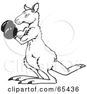 Royalty Free RF Clipart Illustration Of A Black And White Boxing Kangaroo