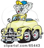Poster, Art Print Of Koala Driving A Yellow Holden Fj