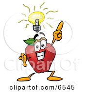 Red Apple Character Mascot With A Bright Idea Clipart Picture
