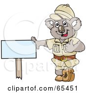 Poster, Art Print Of Safari Koala Leaning Against A Blank Sign