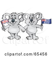 Royalty Free RF Clipart Illustration Of Two Koalas With Australian Flags