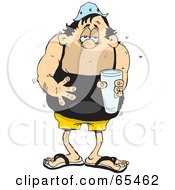 Royalty Free RF Clipart Illustration Of A Gross Man Holding Beer by Dennis Holmes Designs