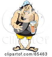 Royalty Free RF Clipart Illustration Of A Gross Man Drinking Beer by Dennis Holmes Designs