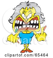 Royalty Free RF Clipart Illustration Of An Angry Grandma Flipping The Bird by Dennis Holmes Designs