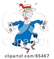 Poster, Art Print Of Happy Woman Leaping And Carrying Money Bags