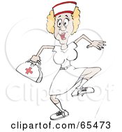 Royalty Free RF Clipart Illustration Of A Running Blond Nurse