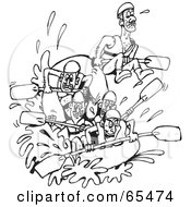 Royalty-Free (RF) Clipart Illustration of a Black And White Team Of White Water Rafters by Dennis Holmes Designs #COLLC65474-0087