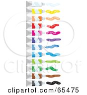 Digital Collage Of Colorful Squirting Paint Tubes From Black To White