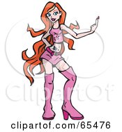 Royalty Free RF Clipart Illustration Of A Red Haired Dancing Teen In Pink
