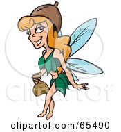 Royalty Free RF Clipart Illustration Of A Pretty Female Spite In Green Carrying A Sack by Dennis Holmes Designs
