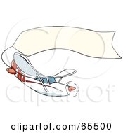 Royalty Free RF Clipart Illustration Of A White And Red Airplane Turning And Pulling A Blank Banner