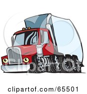 Poster, Art Print Of Speeding Red Semi Truck With A White Trailer