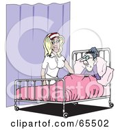 Royalty Free RF Clipart Illustration Of A Sexy Nurse Checking In On An Old Man