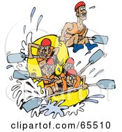Royalty Free RF Clipart Illustration Of A Team Of White Water Rafters