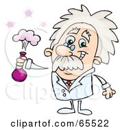 Royalty Free RF Clipart Illustration Of A Friendly Male Scientist Holding A Purple Potion