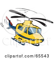 Poster, Art Print Of Yellow And Blue Helicopter