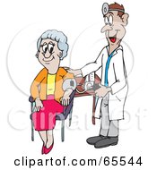 Royalty Free RF Clipart Illustration Of A Doctor Checking A Grandmothers Blood Pressure