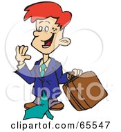 Poster, Art Print Of Red Haired Business Boy Carrying A Briefcase