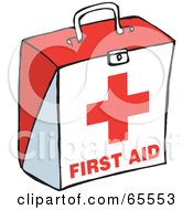 Royalty Free RF Clipart Illustration Of A Red And White Upright First Aid Kit
