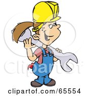Royalty Free RF Clipart Illustration Of A Handy Girl Carrying A Wrench