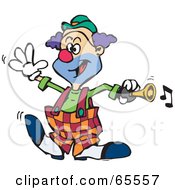 Poster, Art Print Of Friendly Clown Squeezing A Horn
