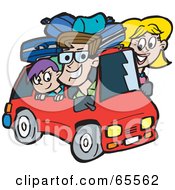 Royalty Free RF Clipart Illustration Of A Family On A Road Trip Version 2