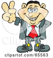 Royalty Free RF Clipart Illustration Of A Peaceful Businessman Gesturing The Peace Sign Version 1