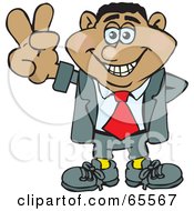 Royalty Free RF Clipart Illustration Of A Peaceful Businessman Gesturing The Peace Sign Version 2
