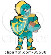 Poster, Art Print Of Football Knight Holding A Shield And Ball