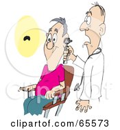 Royalty Free RF Clipart Illustration Of A Shocked Doctor Shining A Light Straight Through A Mans Head