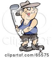 Royalty Free RF Clipart Illustration Of A Man Licking His Lips And Swinging His Golf Club