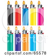 Digital Collage Of Ten Colorful Lighters