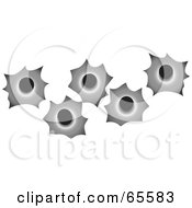 Royalty Free RF Clipart Illustration Of A Line Of Bullet Holes