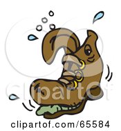 Royalty Free RF Clipart Illustration Of A Brown Boot With Water Droplets by Dennis Holmes Designs
