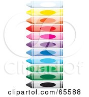 Royalty Free RF Clipart Illustration Of A Row Of Colorful Crayons From Black To White by Dennis Holmes Designs
