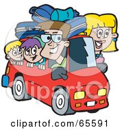Royalty Free RF Clipart Illustration Of A Family On A Road Trip Version 3