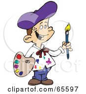 Royalty Free RF Clipart Illustration Of An Artist Boy Painting by Dennis Holmes Designs