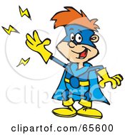 Royalty Free RF Clipart Illustration Of A Super Hero Boy Waving
